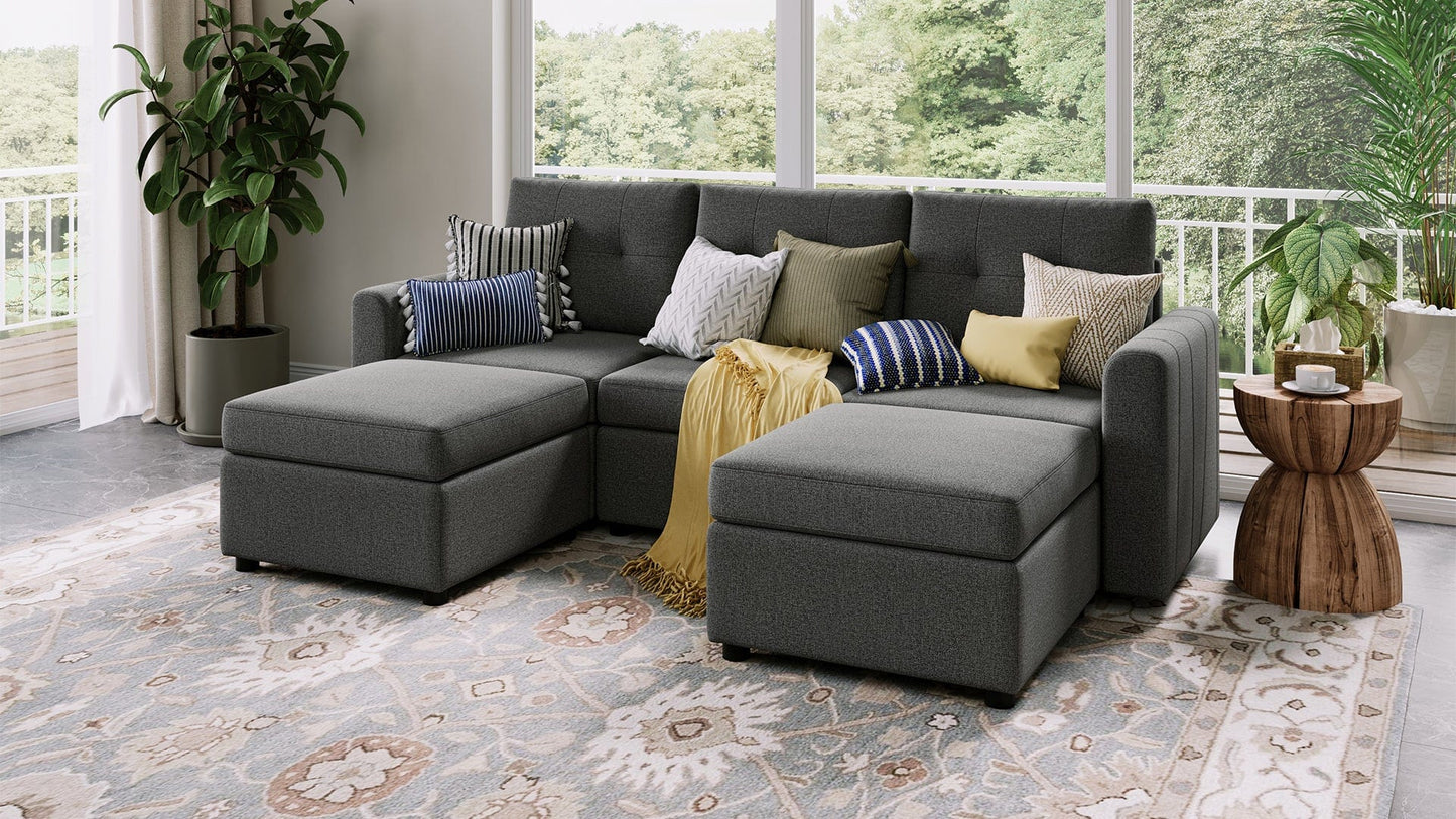 LINSY HOME RUBIK III 3 Seats with 2 Ottomans - US-LH-SPF-Sofa-S800-F11-32-0-00