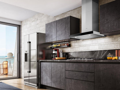 ELICA ELG630S3 LUGANO Wall Mount Range Hood 30" wide - 600CFM in Stainless Steel On Black - ELG630S3