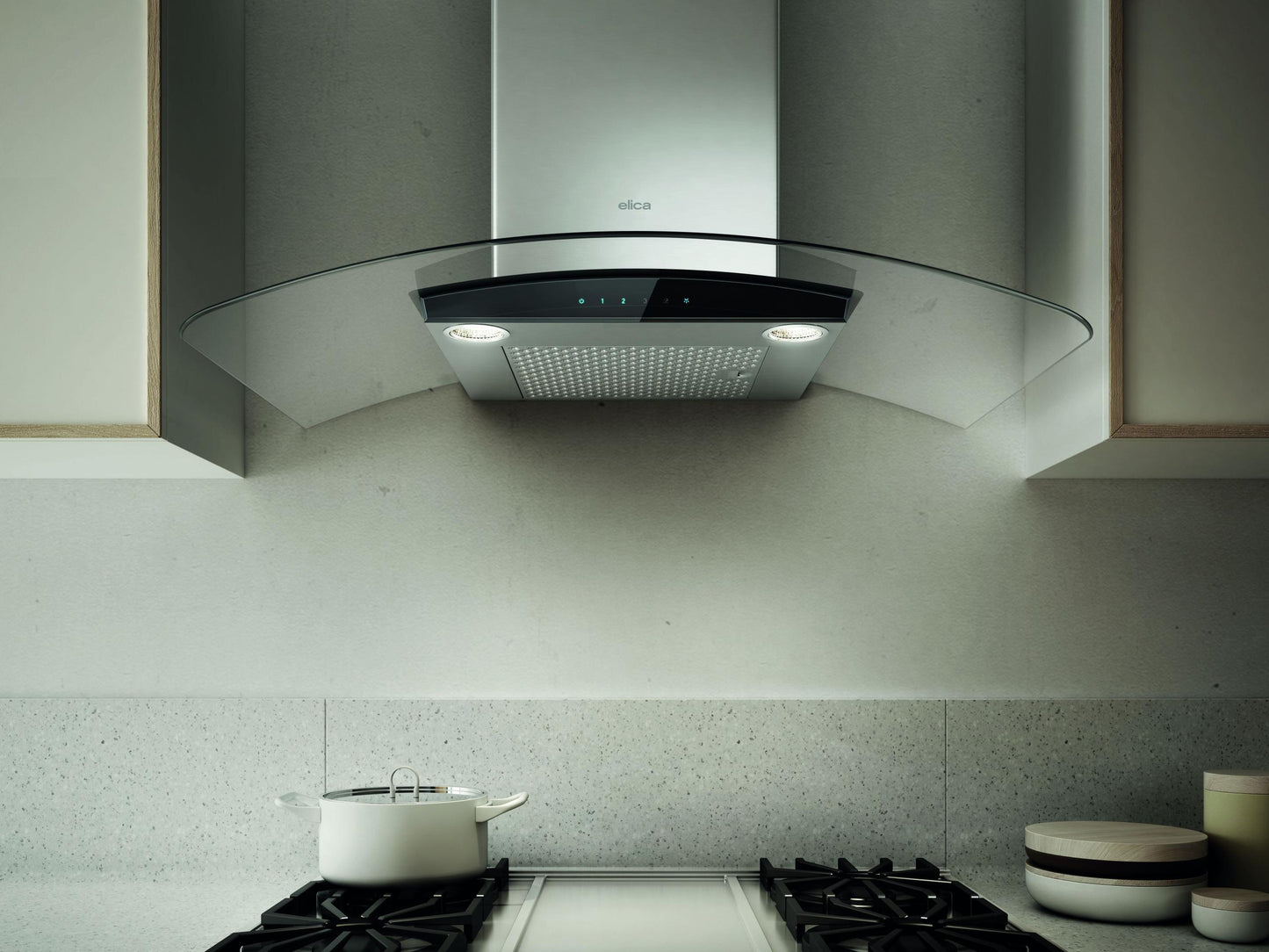 ELICA COMO Wall Mount Range Hood 36" wide - 600CFM in Stainless Steel On Black - ECM636S3