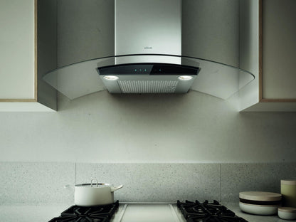 ELICA COMO Wall Mount Range Hood 36" wide - 600CFM in Stainless Steel On Black - ECM636S3