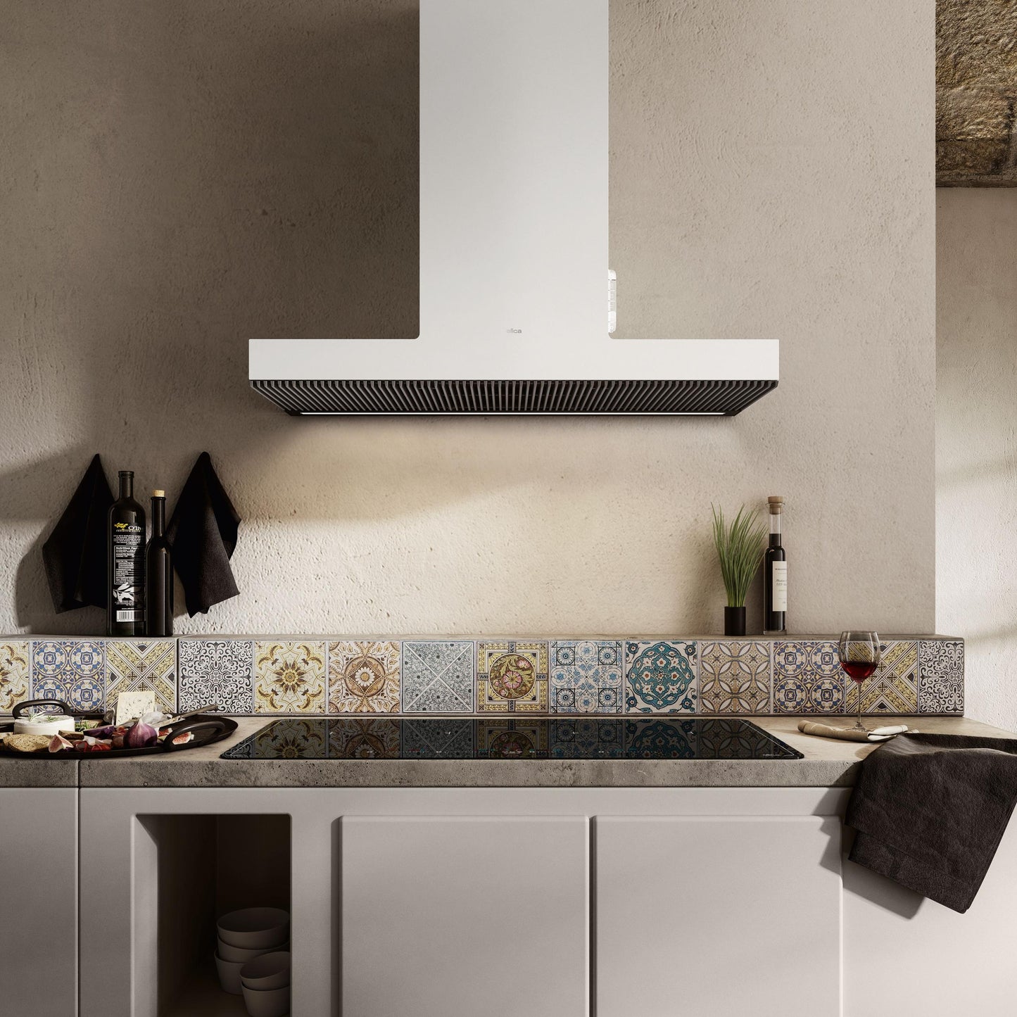 ELICA HAIKU Wall Mount Range Hood 36" wide - 600CFM in Stainless Steel On White - EHK636WH