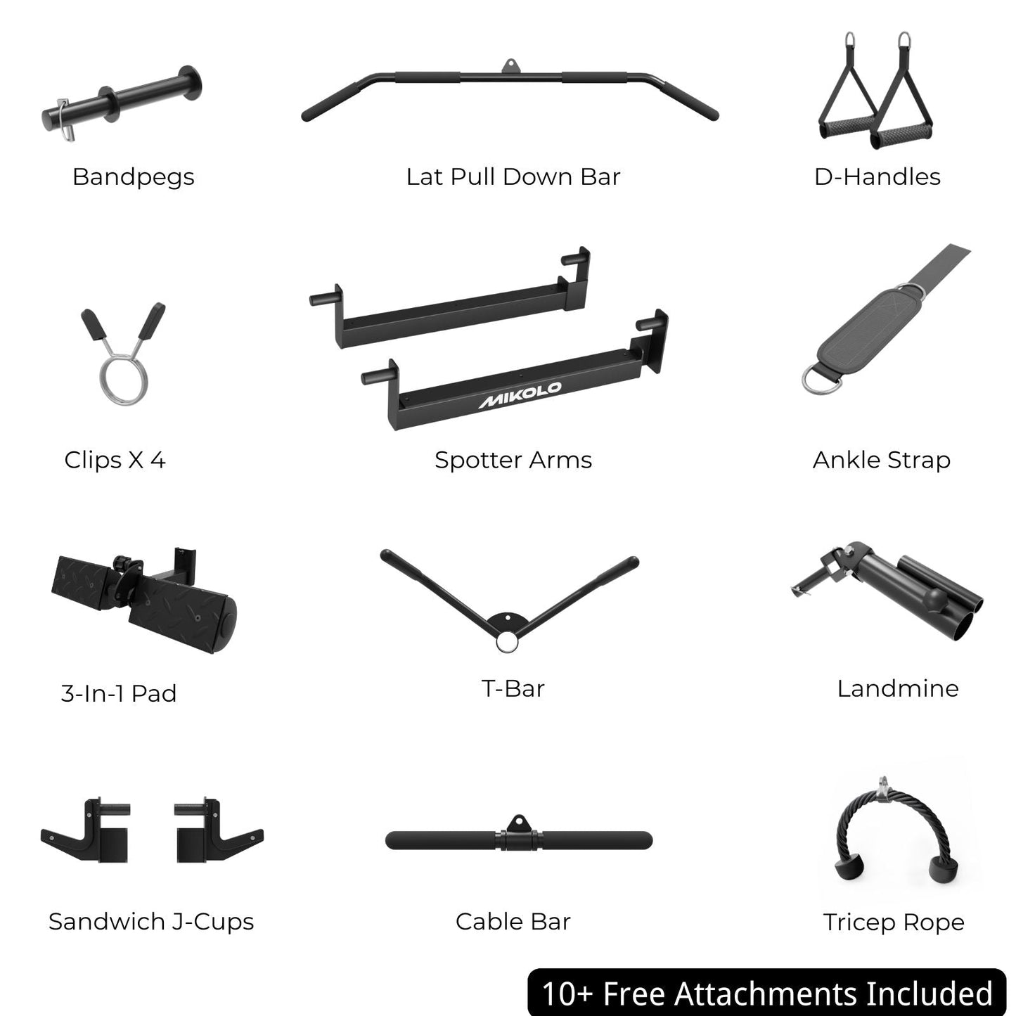 Mikolo Fitness K6-2.0 Ultra Home Gym Package - DM-K8-B-HP-BBB-DS01