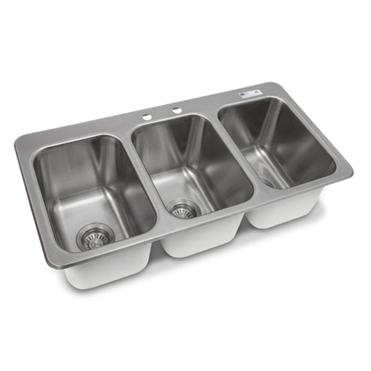 John Boos PB-DISINK101410-3 Three-Compartment 36" W x 18" D Drop-In Sink - JBPBDISINK1014103