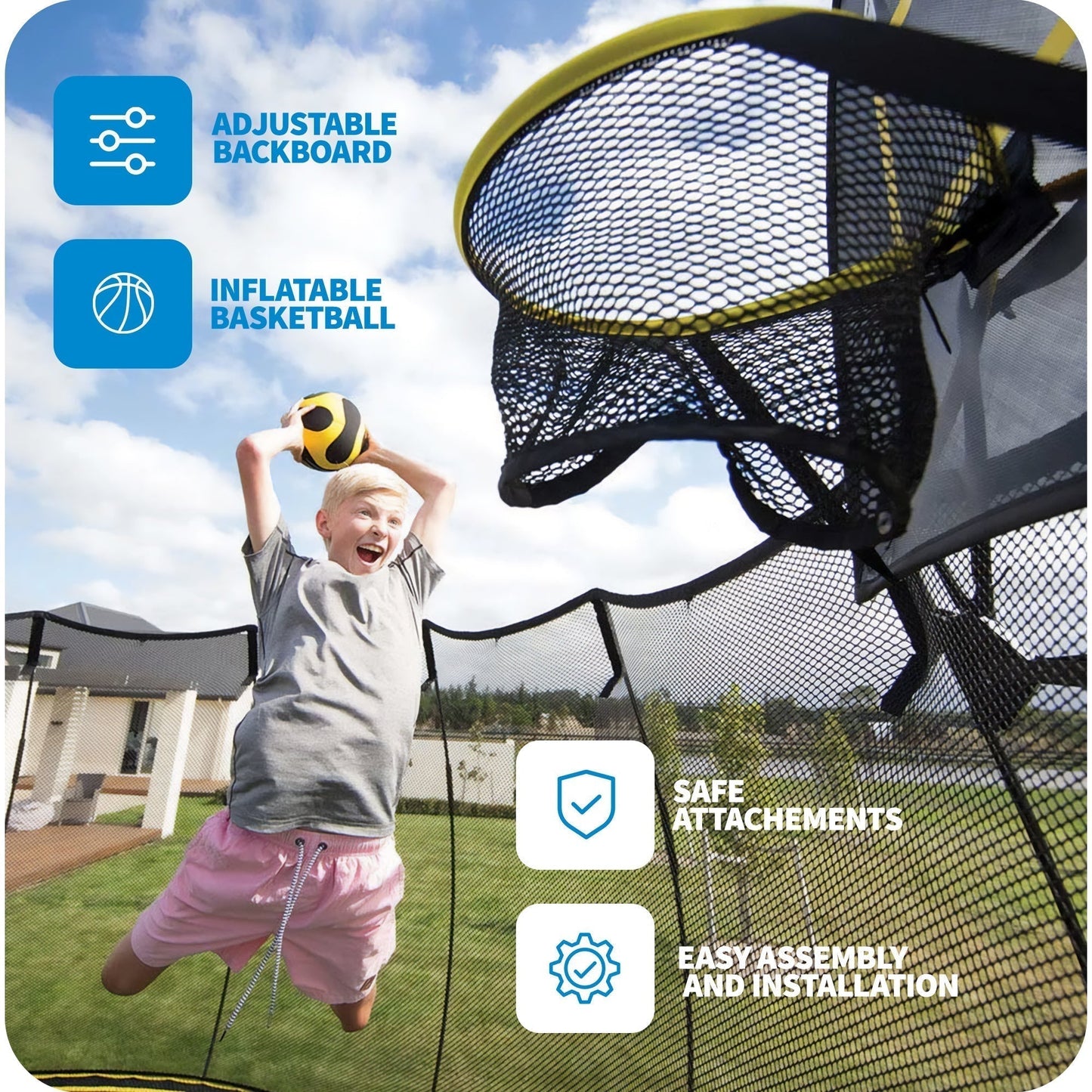 Springfree Outdoor 8 x 13 Ft Trampoline, Enclosure, Hoop Game, and Step Ladder - 215870