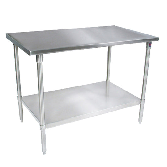 John Boos ST6-24120GSK 120"W x 24"D Work Table, Galvanized Adjust. Undershelf - JBST624120GSK