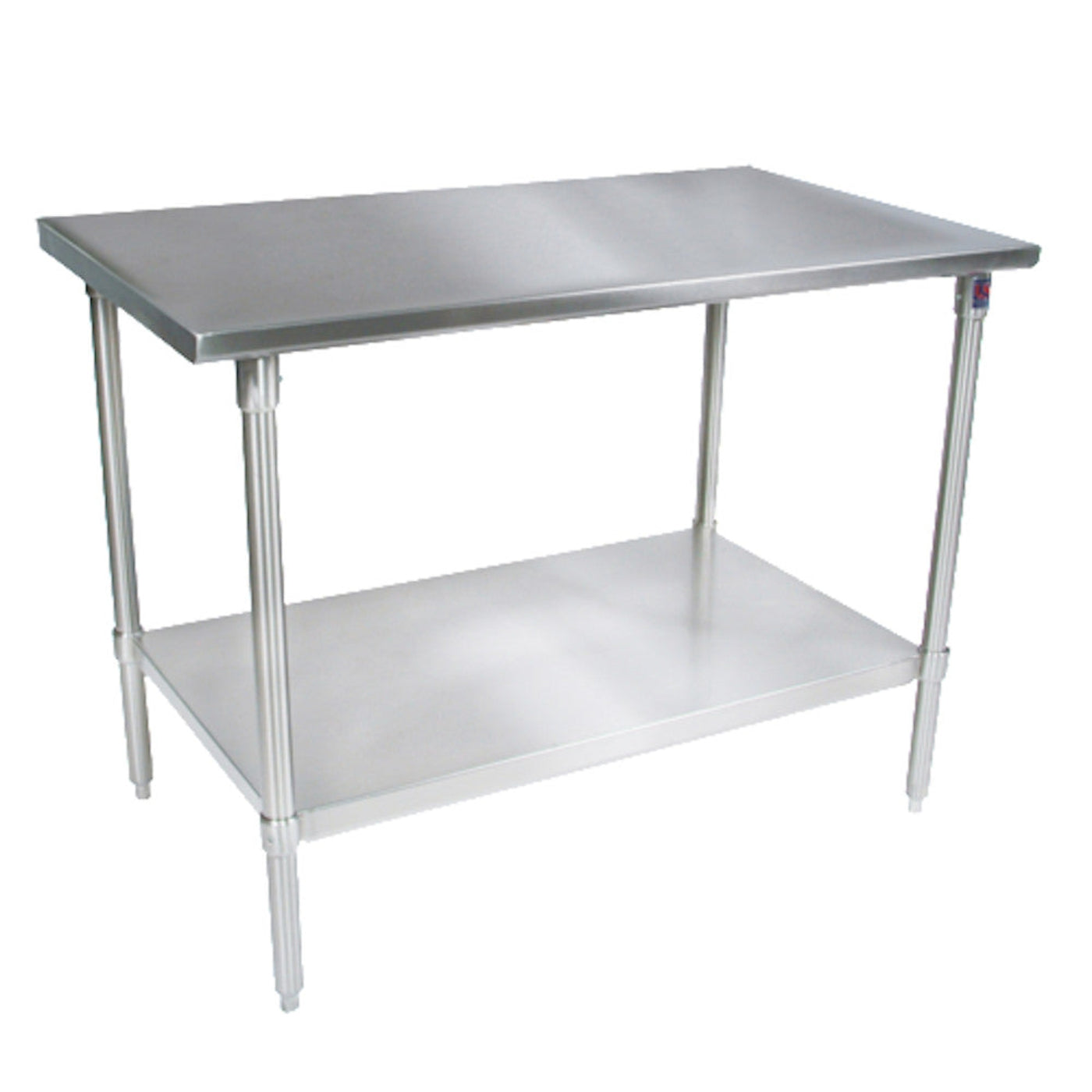John Boos ST6-2496SSK 96"W x 24"D Stainless Steel Work Table Adjust. Undershelf - JBST62496SSK