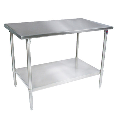 John Boos ST6-2448SSK 48"W x 24"D Stainless Steel Work Table Adjust. Undershelf - JBST62448SSK