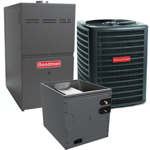 Goodman - 2 Ton/60,000 BTU 80% AFUE Gas Furnace and Air Conditioner System - Upflow - 14.5 SEER2 - R32 - CAPTA3022A3