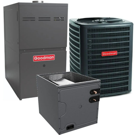 Goodman - 1.5 Ton/60,000 BTU 96% AFUE Gas Furnace and Air Conditioner System - Upflow - 14.5 SEER2 - R32 - CAPTA2422B3