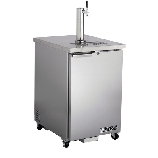 Maxx Cold Single Tower Beer Dispenser, 23.3"W, 7.2 cu. ft., 1 Barrel/Keg (204L) Storage Capacity, in Stainless Steel - MXBD24-1SHC