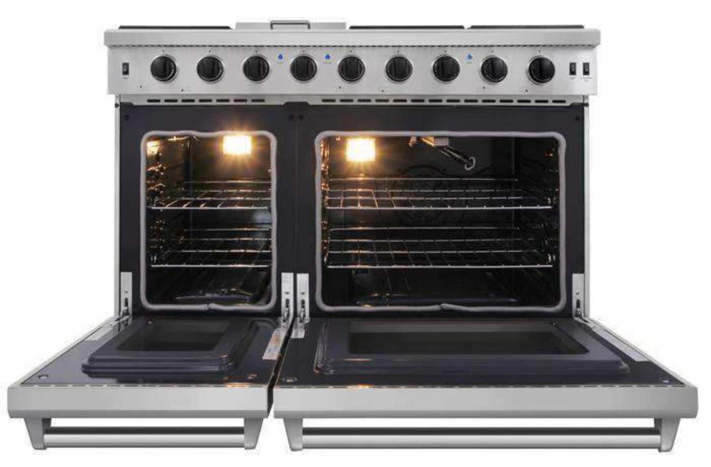 Thor Kitchen 2-Piece Appliance Package - 48-Inch Propane Gas Range  & Under Cabinet 11-Inch Tall Hood in Stainless Steel - AP2-LRG48-LP