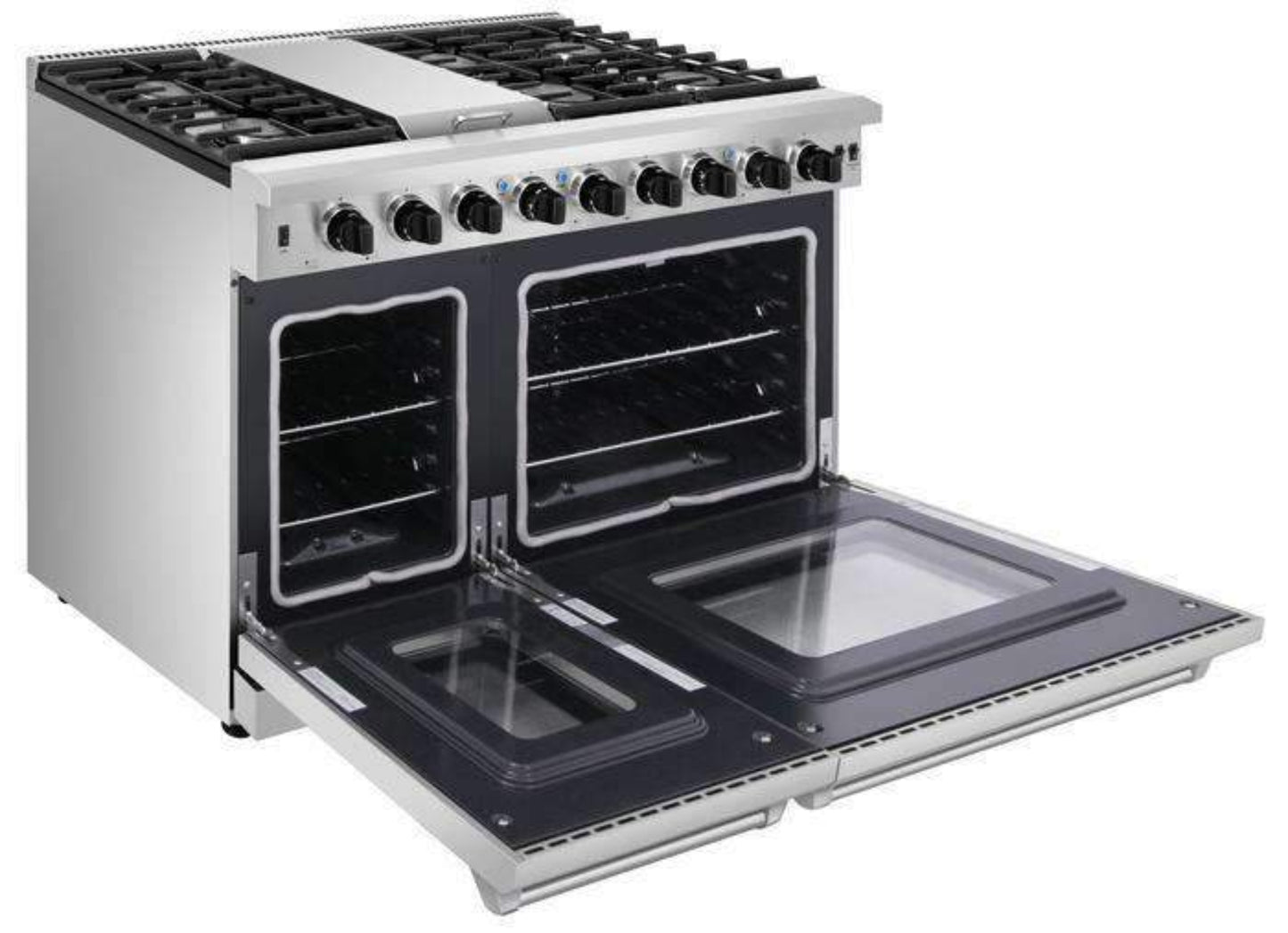 Thor Kitchen 2-Piece Appliance Package - 48-Inch Propane Gas Range  & Under Cabinet 11-Inch Tall Hood in Stainless Steel - AP2-LRG48-LP
