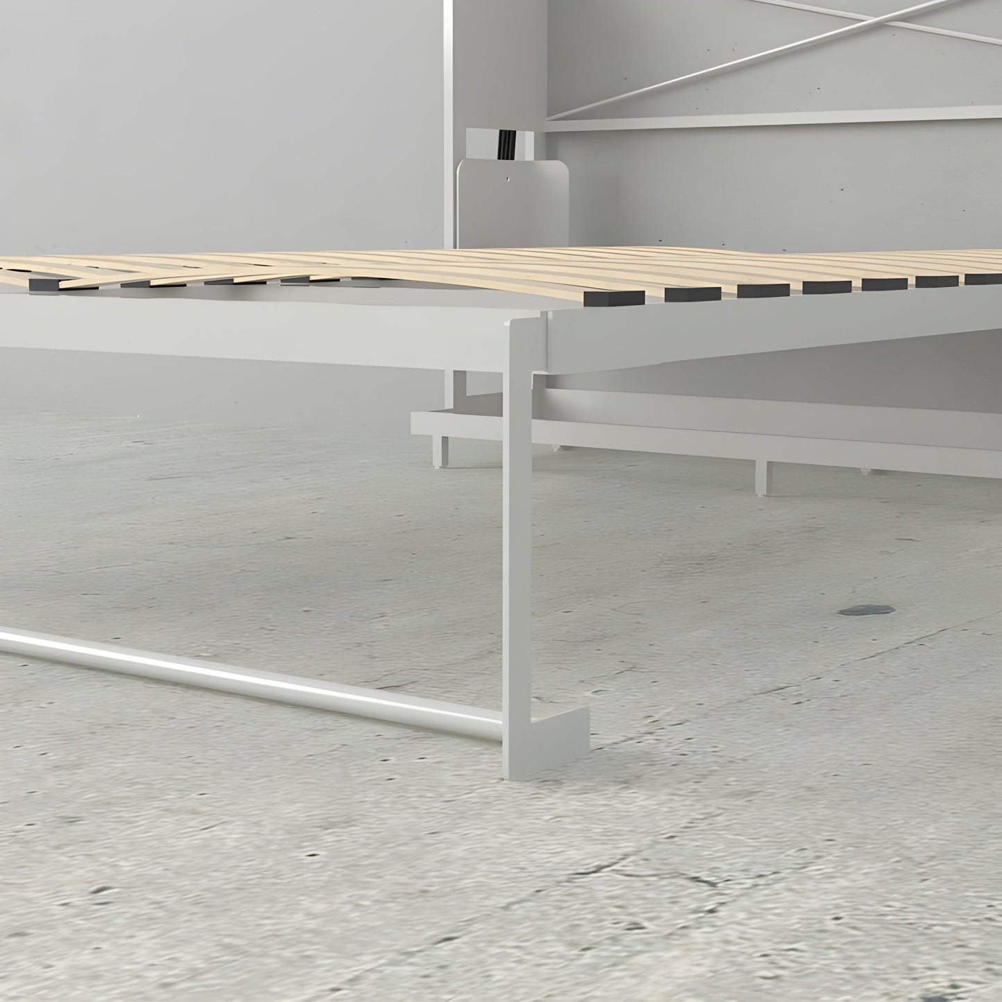 Murphy Bed With Desk & 2 Storage Cabinets, Double Size, White by Leto Muro
