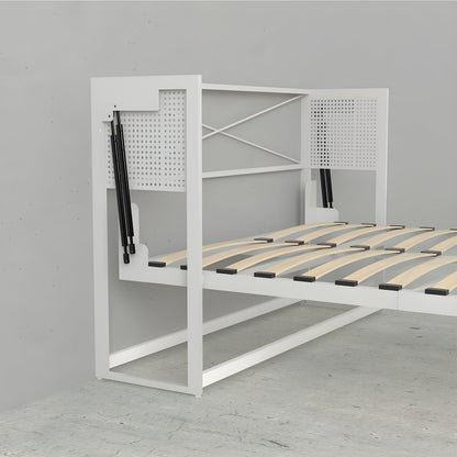 Murphy Bed With Desk & Storage Cabinet, Double Size, White by Leto Muro