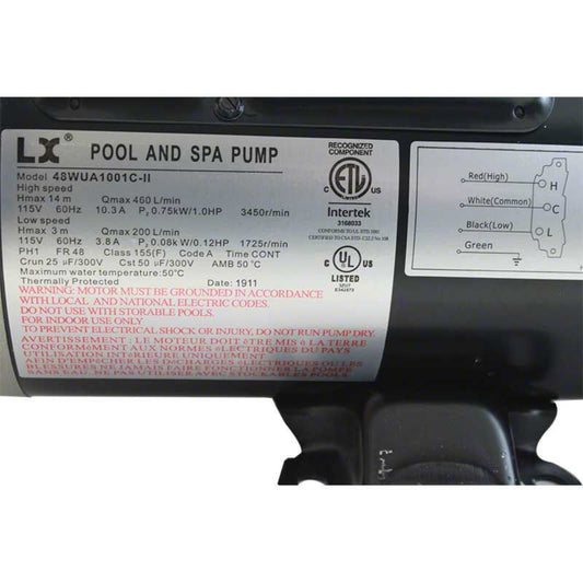 MASTER SPAS Pump, 10.8 Amp 2 Spd 120v