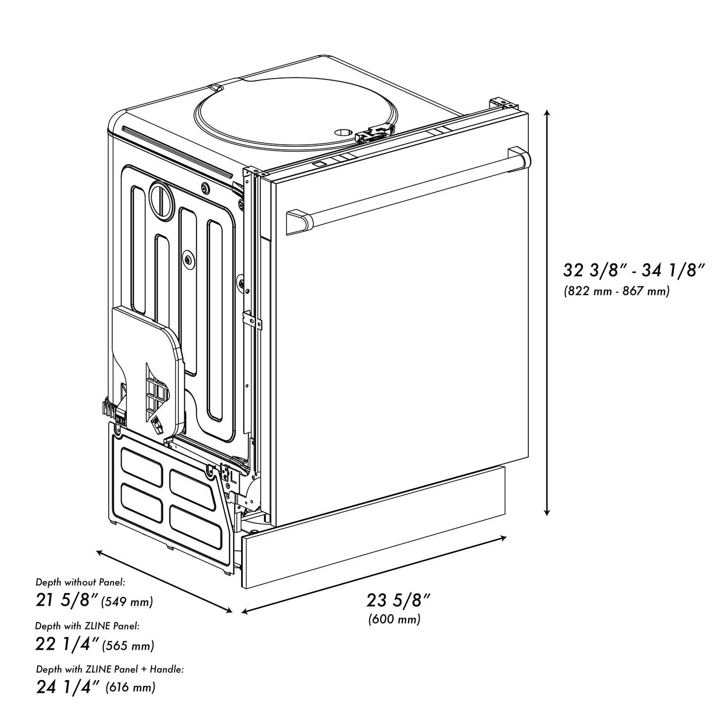 ZLINE 24-Inch Dishwasher in Satin Stainless Steel with Modern Handle (DW-SN-24)